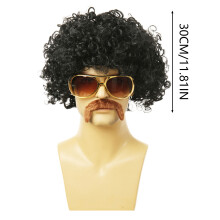 (Black fans) Men\'s Rock Party Wig Set w/ Accessories