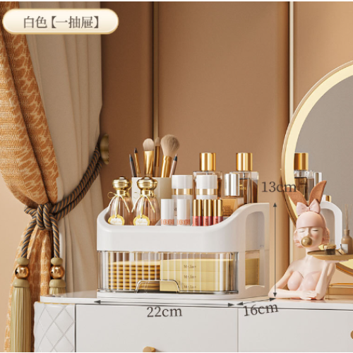 (White, Second floor storage box) Three-Layer Plastic Storage Rack Large Capacity Multifunction Skincare Display Case for Small Things Organizer