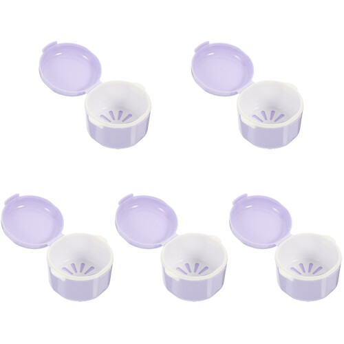 5Pièces Étui Violet Compact Dentier Orthodontique Voyage Durable 1