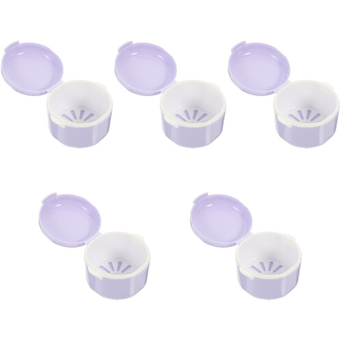 5Pièces Étui Violet Compact Dentier Orthodontique Voyage Durable 2