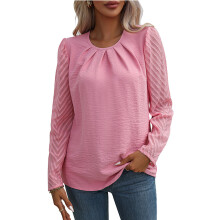 Bluse mit floralem Jacquardmuster, elegantes und lässiges Langarmshirt aus weichem und leichtem Stoff, ideal zum Kombinieren für Partys und