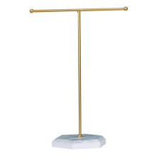 Sieradenstandaard met T-vormig profiel, verchroomd metaal, elegant ontwerp, stevige voet, multifunctioneel gebruik, sieradenorganizer voor op tafel,