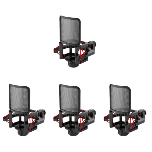 4Pièces Microphone Fixation Antivibration Filtre Noir Stable 1