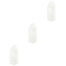 3Pcs Washable White Closet Organizer Hanging Wardrobe Storage Bags