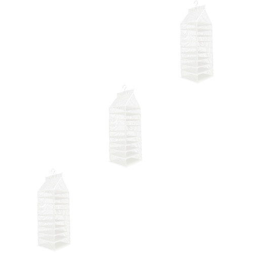 3Pcs Washable White Closet Organizer Hanging Wardrobe Storage Bags