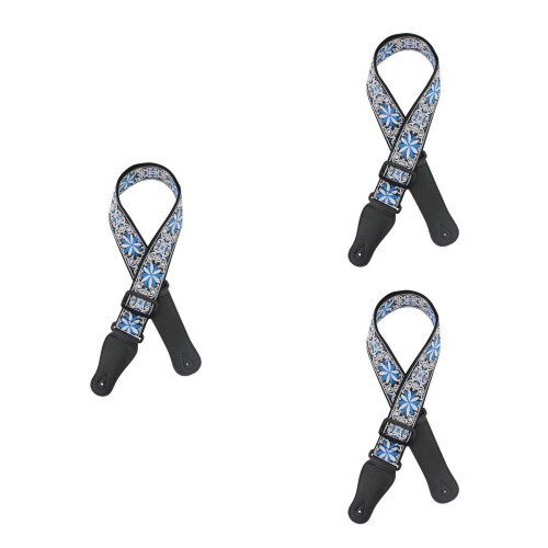 3Pcs Thickened Cotton Guitar Strap Blue Adjustable Shoulder Strap