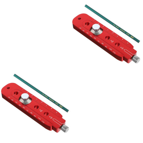 2Pcs Woodworking Drawing Compass Red Metal Scribe Tool for Carpentry