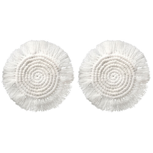 2Pièces Sous-Plats Macramé Beige Résistant Pour Café Cuisine 1