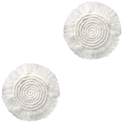 2Pièces Sous-Plats Macramé Beige Résistant Pour Café Cuisine 2