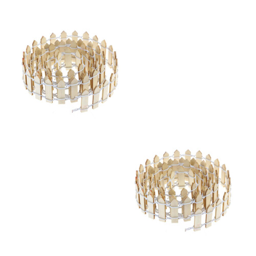 2Pièces Clôture Miniature Bois Beige Noël Élégante 2