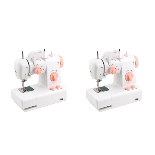 2Pcs Mini Sewing Machine Double Thread Portable Multi-Color LED Light