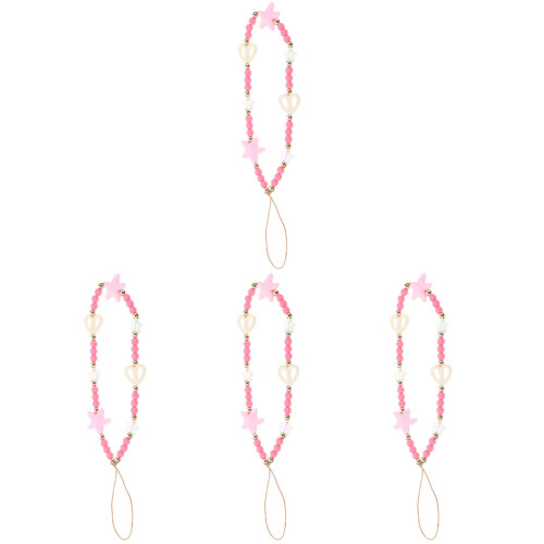4Pièces Téléphone Rose En Perles Cœur 2