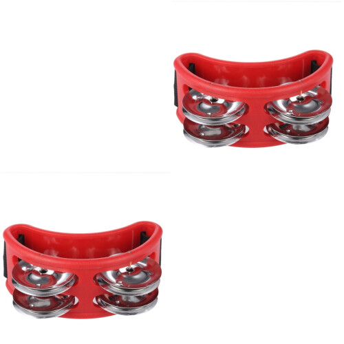 2Pièces Instruments De Percussion Pieds Rouge Avec Grelots Métal ABS 1
