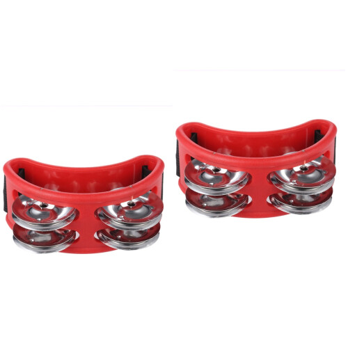 2Pièces Instruments De Percussion Pieds Rouge Avec Grelots Métal ABS 2