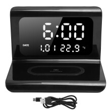 Digital Wireless Alarm Clock with Fast Charging Capabilities Dimmable LED Screen and Power Failure Protection Stylish Mirror Design for Modern Living