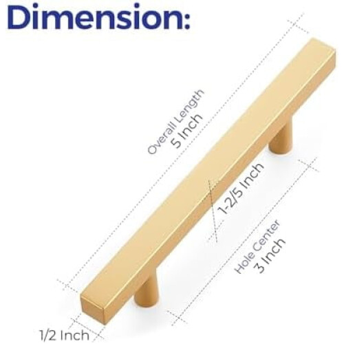 Brass Cabinet Pulls Champagne Gold 5-Pack 5 Inch 2