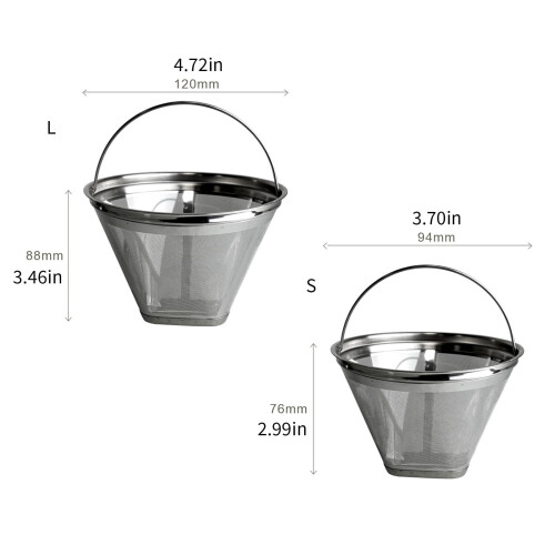 Safe304Stainless Steels Καθαρό Φίλτρο Καφέ, Επαναχρησιμοποιήσιμο Στραγγιστήρι σε Σχήμα 2