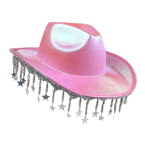 Καπέλο Western Cowboy Sun Cap για πάρτι για Halloween Engagement Stage Performance Ροζ 1