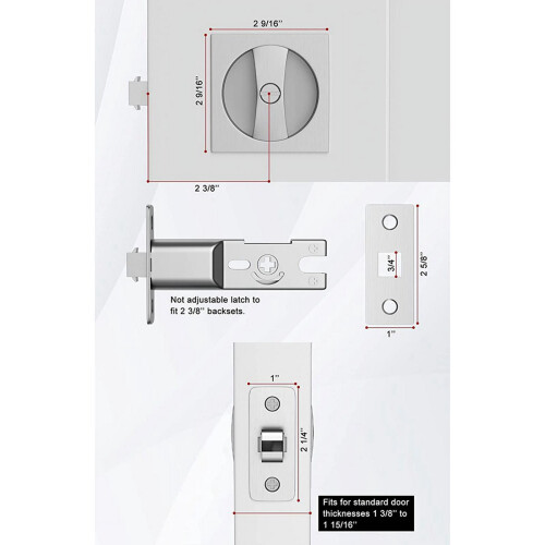 Fickdörrlås Satin Nickel Privacy Square 1-pack 1