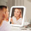 8x10" Lighted Vanity Mirror, 3-Color Dimmable LED, Touch Control, Portable w/ U-Bracket – White 8