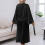 Robe de manga comprida com lapela elegante e cinto para usar em casa. 3