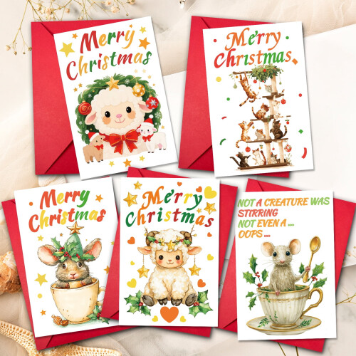 Christmas Greeting Cards with Envelopes Set 10 pcs 2