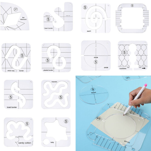 righelli per quilting Freemotion in acrilico trasparente, modelli per quilting, righelli per quilter, righelli per patchwork e quilting per macchine 1