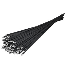 Colliers de serrage métalliques noirs à revêtement époxy, colliers autobloquants robustes pour véhicules, résistants aux UV pour tuyaux PVC