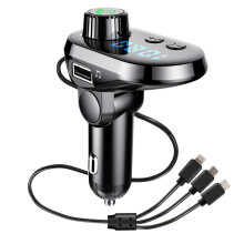 Car Adapter FM Transmitter Bluetooth5.0Hands-Free Calling HiFi Stereo Sound Fast Charging LED Display Multiple Audio Transmission Modes Dual USB