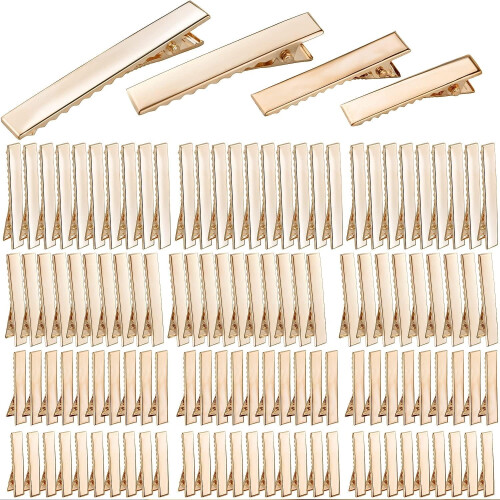 120 stuks gouden eendenbek haarclips – 4 maten 1