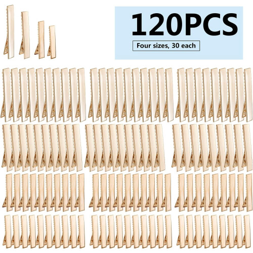 120 stuks gouden eendenbek haarclips – 4 maten 2