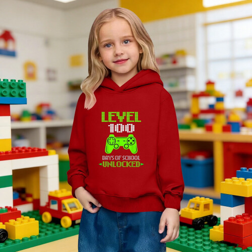 Φούτερ με κουκούλα 100Days Of School για αγόρια και κορίτσια, παιδικό casual φούτερ με 2