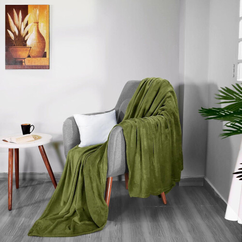Microfiber Flannel Blanket Green 59x79 inches 2