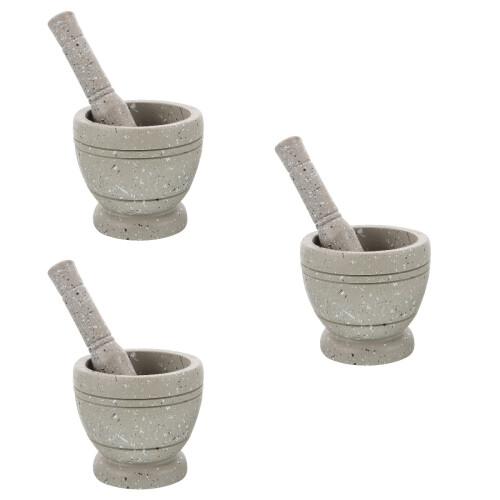 3Sets Kleines Mörser- Und Stößelset Grauer Kunststoff
