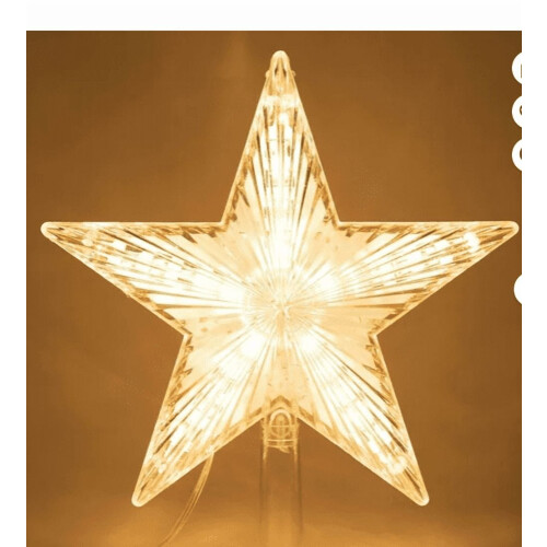 LED Lighted Star Tree Topper, Warm White, Clear 5-Pointed, Plug-in, Compatible with Christmas Trees 1