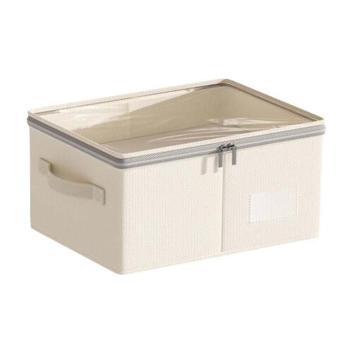 Clothing Storage Box Double Zipper Clear Window Thick Fabric 1