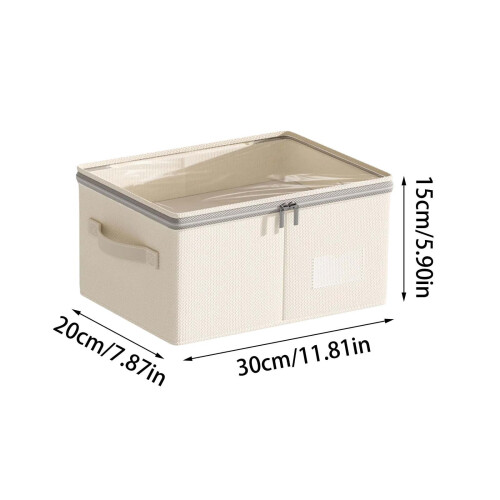 Clothing Storage Box Double Zipper Clear Window Thick Fabric 2