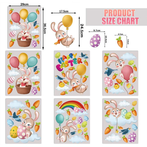 Easter Bunny Window Clings Stickers 6 Sheets 1