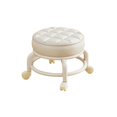 Sgabello con ruote in plastica bianca, altezza 9 pollici 1