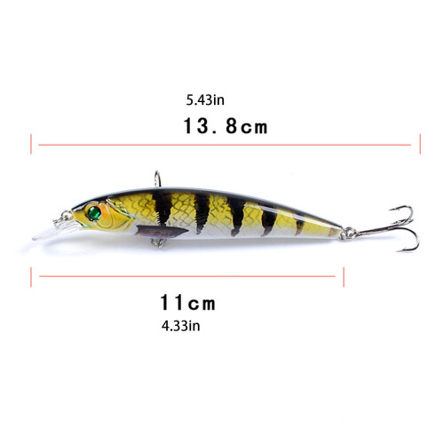 Δολώματα ψαρέματος 11cm Crankbait με πολύχρωμη εκτύπωση, βυθιζόμενα δολώματα ψαρέματος 2