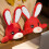 Bunny Hand Puppet with Moving Mouth, Ventriloquist Doll for Interactive Play, Easter Gift for Parent Performance(Red) 3
