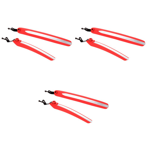3Pairs Red Mountain Bicycle Mud Guards Flexible Easy-to-Install