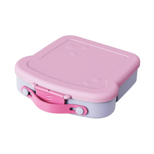 Toast-Shaped Bento Box 4-Compartment with Sauce Cup and 1