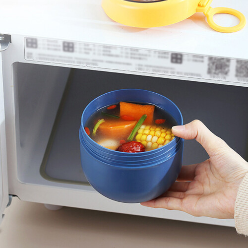 (BlueYellow) Stainless-Steel Oatmeal Container - Portable 2