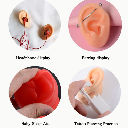 Realistic Soft Silicone Ear Model Practical Ear Studs Display Props Realistic Left and Right Human Ear Mannequin 2