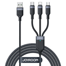 Joyroom 3-in-1 USB-A to Lightning/USB-C/Micro USB Cable 3.5A, 1.2m - Black