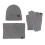AWZXDE Winter Hat, Scarf & Gloves Set – Solid Grey, Lined, Touchscreen-Compatible, Thick Knit, Warm & Comfortable 2