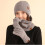AWZXDE Winter Hat, Scarf & Gloves Set – Solid Grey, Lined, Touchscreen-Compatible, Thick Knit, Warm & Comfortable 4