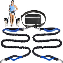 Adjustable Hands-Free Dog Running Leash with Double Handles and Elastic Retractable Rope for Large and Dogs