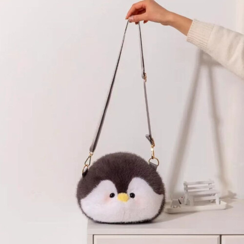 Τσάντα ώμου Penguin Crossbody με βελούδινο πορτοφόλι ώμου, μικρή τσάντα χειρός με 1